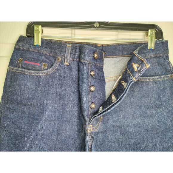 DKNY Jeans Denim Shorts Button Fly Blue Dark Wash 90s Y2K Size 8P 8 Petite - Picture 6 of 8